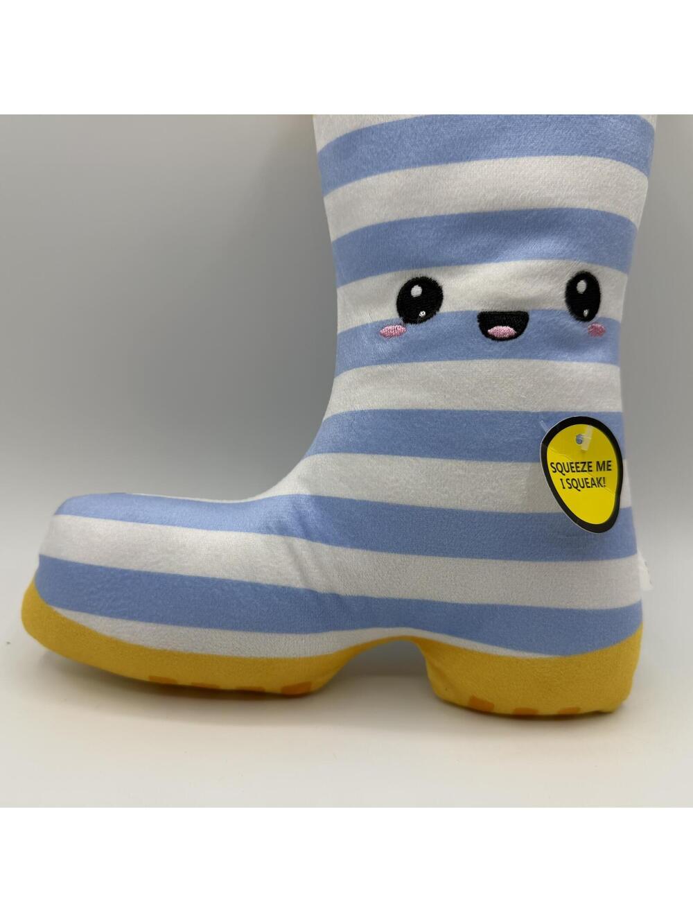 Barker & Jane Blue and White Striped Boot Plush Dog Toy With Squeaker Rope - Picture 4 of 10